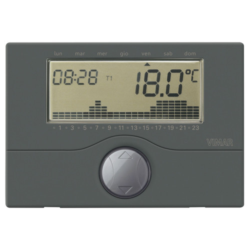 Vimar Surface Battery Timer Thermostat, For Heating and Air-Conditioning Systems, 5(2)A 250V, Daily/Weekly Programming - Apollo Lighting