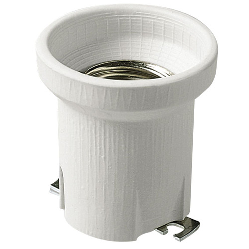 Vimar E40 Porcelain Lampholder, Straight Fixing Bracket, White - Apollo Lighting