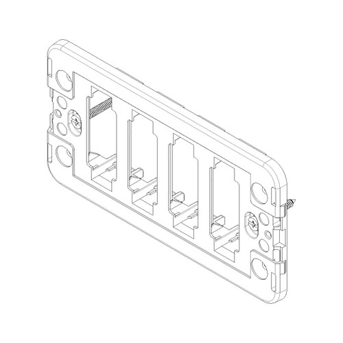Vimar 8000 Series 4-Module Mounting Frame, for Rectangular Flush Boxes, with Screws, Thermoplastic, Horizontal/Vertical Mounting, Black