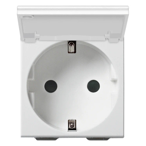 Vimar Neve Up German Standard SICURY Socket Outlet, 2P+E, 16A, 250V, 2 Modules - Apollo Lighting
