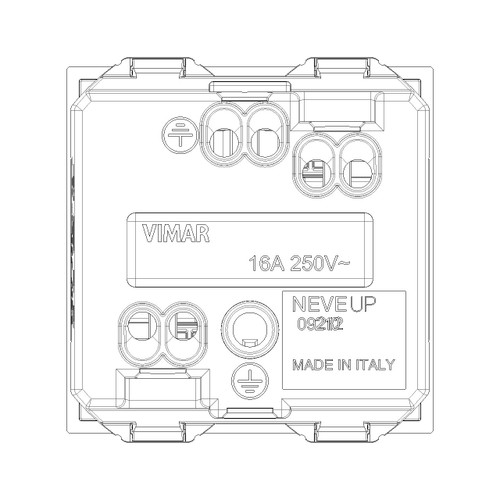 Vimar Neve Up 2P+E 16A Universal SICURY Socket Outlet, 250V, 2-Module