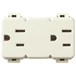 Vimar LINEA Classica USA+SASO Double Socket Outlet, 2P+E, 15A, 127V, 3-Module, White - Apollo Lighting