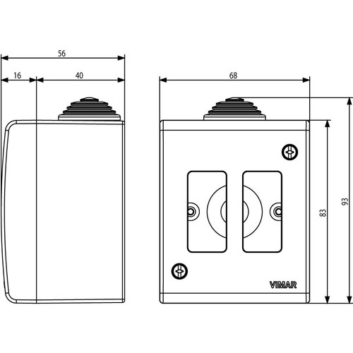 Vimar 8000 IP40 2-Module Surface Enclosure, RAL 7035 Ivory