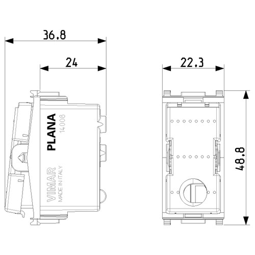 Vimar Plana 1P NO Push Button Mechanism, For 1-3 Module Buttons, 10A 250V, Lightable, Flush Mount, IP40, Halogen-Free - Apollo Lighting