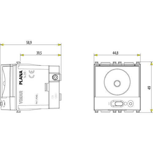 Vimar Plana TORCIA Emergency Hand Lamp, 120V, Ni-MH Rechargeable Battery, 2h Runtime, Charging Socket Outlet, 2-Module, White Finish - Apollo Lighting