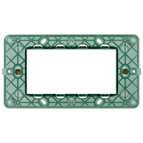 Vimar Plana 4-Module Mounting Frame, With Screws, Flush Mount, Front-Side Module Inserts, Horizontal/Vertical Mounting, Thermoplastic