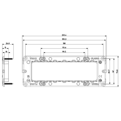 Vimar Plana 7-Module Mounting Frame, For 6/7-Module Boxes, Flush-Mount, With Screws