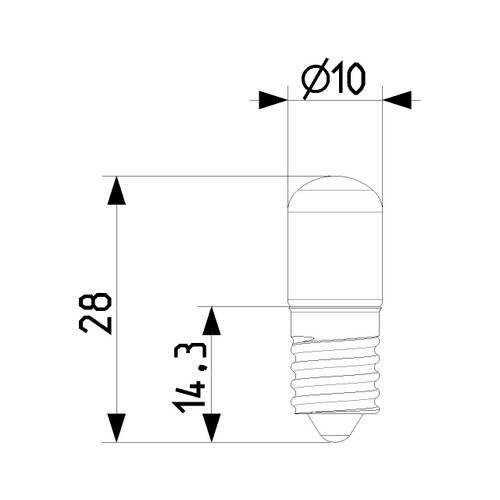 Vimar - E10 10x28mm Incandescent Replacement Lamp - 24V, 2W, White - Apollo Lighting