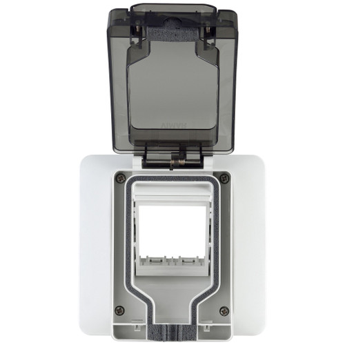 Vimar Isoset IP55 Enclosure With Inserted Socket, 2-Module, For Eikon/Arké/Plana Modules, For 3-Module Flush Mounting Box - Apollo Lighting
