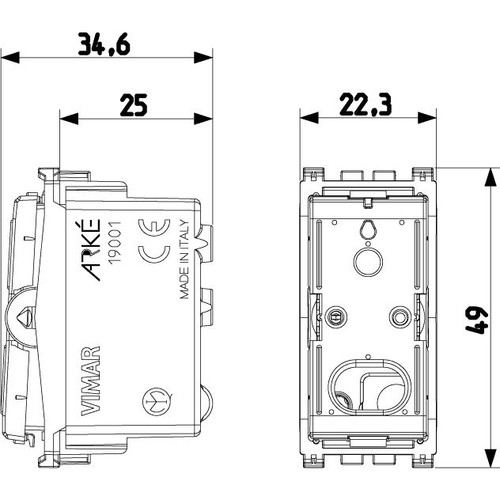 Vimar ARKÉ 1-Way Switch Mechanism, For 1-3 Module Button, 16AX 250V, IP40 - Apollo Lighting