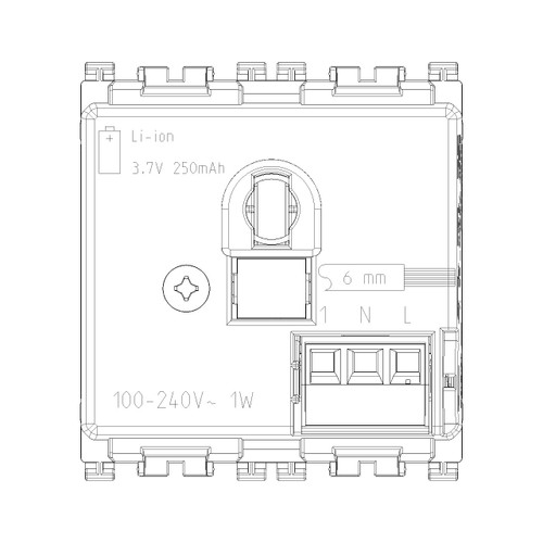 Vimar ARKÉ TORCIA LED Emergency Torch, 2-Module, 100-240V, 2.5h