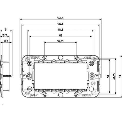 Vimar - ARKÉ Series - 4 Modules Mounting Frame - Apollo Lighting
