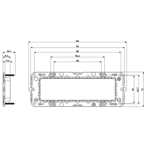 Vimar ARKÉ 7-Module Mounting Frame, For 6/7-Module Mounting Boxes, Flush-Mount, With Screws