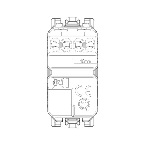 Vimar Linea 1P NO Pushbutton Mechanism, For 1-Module Button, 10A 250V, IP40, Illuminable