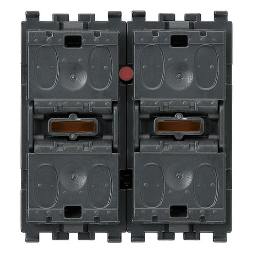 Vimar EIKON 2-Module Two-Rocker Push Buttons, Marine Version, Illuminated, 29V, IP40, Grey (RAL 7024) - Apollo Lighting