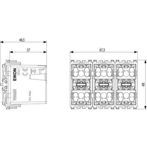 Vimar Eikon 3-Module 3-Rocker Push Button, For By-me Plus, 1M/2M Interchangeable Buttons, BUS 29V, IP40