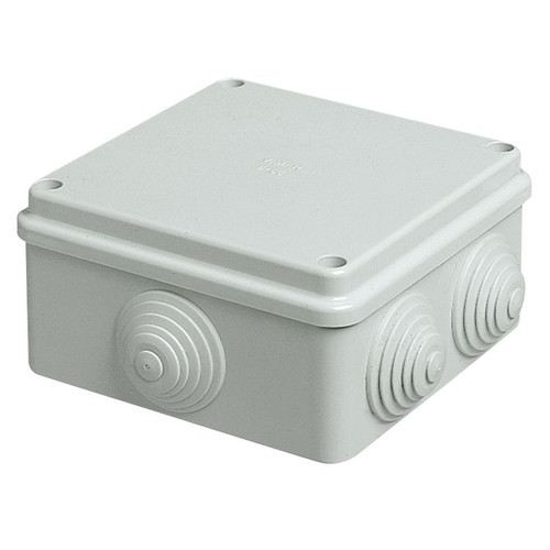 Vimar IP55 Surface-Mount Junction Box, 100x100x50mm, 6 Inlets, RAL 7035 Grey