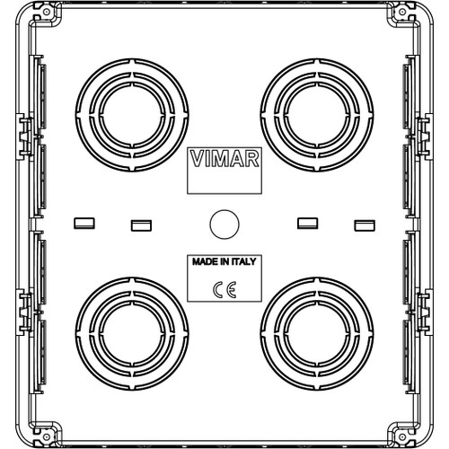 Vimar 8-Module Rectangular Flush Mounting Box, For Masonry Walls, Glow Wire 650°C, Halogen-Free Plastic, 20/25 mm Conduit Knockouts, Light Blue