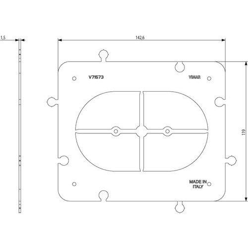 Vimar Accessory for 3-Module Hollow Wall Boxes, Frame, Centering Template, Coupling Joint