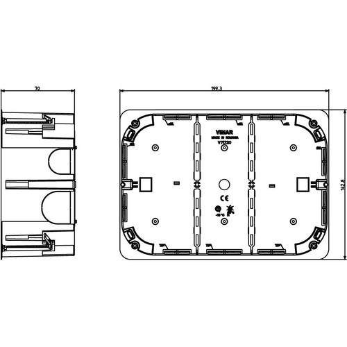 Vimar 12-14 Module Flush-Mount Box for Hollow Walls, 68 mm Cutout, 50 mm Internal Depth, Halogen-Free Plastic, GW 850C, Blue