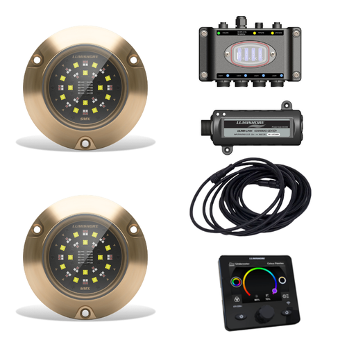 Lumishore - SMX154 EOS Underwater Light Kit - 2 Light Set, RGBW Color-Change, 10/31V, 7000 Fixture Lumens