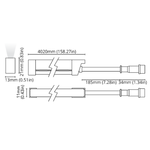 BCM - 5408 Double Bend Wave Neonflex - Warm White 3000K, 1 Meter Reel, 10W/Meter, 24VDC. IP67