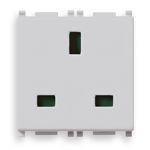 Vimar Plana 2P+E English Socket Outlet, 13A, 250V, IP20, Flush Mount, 2-Module
