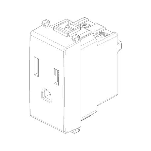 Vimar Plana 2P+E USA SICURY Outlet, 15A, 127V, IP20, Flush-Mounted