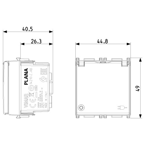 Vimar Plana 2P+E Universal Socket Outlet, 16A, 250V, IP20, Flush Mount - Apollo Lighting