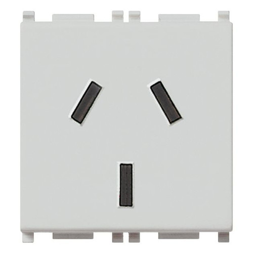 Vimar Plana 2P+E Argentinian SICURY Socket Outlet, 20A, 250V, 2-Module, Flush-Mounted, Screw Terminal, IP20