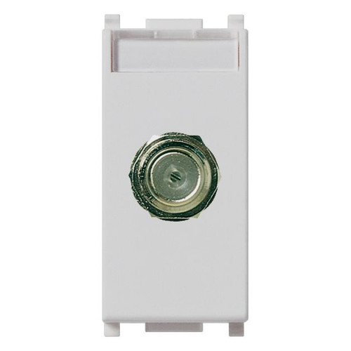 Vimar Plana Coaxial F-Type Female Socket Connector, End Socket, 2400 MHz, Snap Mounting, Remote Power Supply Compatible