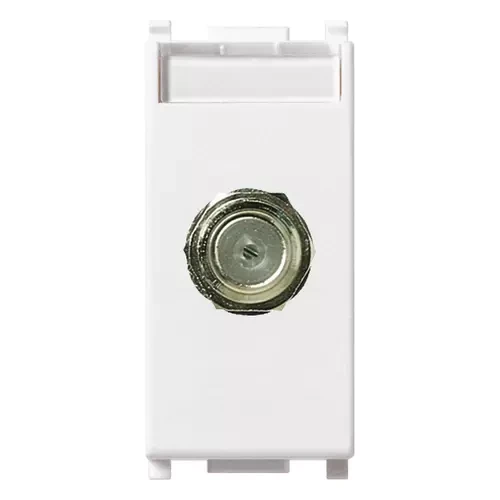 Vimar Plana Coaxial F-Type Female Socket Connector, End Socket, 2400 MHz, Snap Mounting, Remote Power Supply Compatible