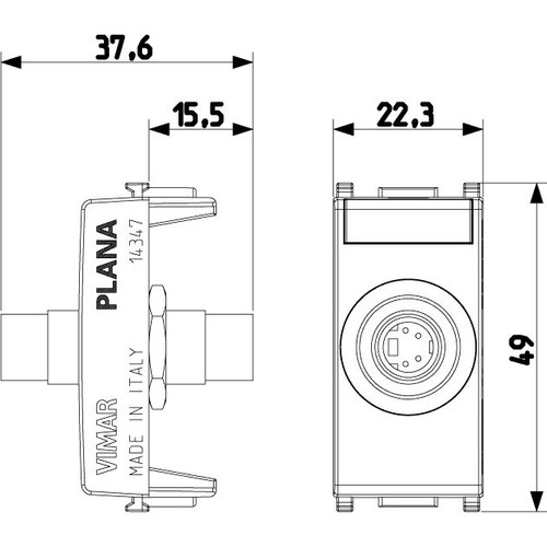 Vimar Plana S-Video Socket Connector, 4-Pin, Flush Mount, IP20