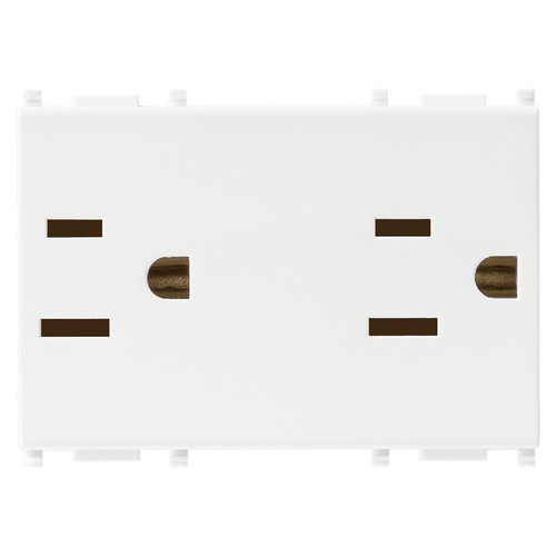 Vimar Plana Series Double 2P+E USA Socket Outlet, 15A, 127V, Flush Mount, IP20, 3-Module - Apollo Lighting