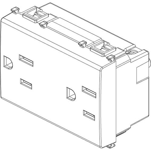 Vimar Plana 2P+E Duplex SICURY Socket Outlet, American and Saudi Arabian Standards, 15A, 127V, IP20, Flush Mount