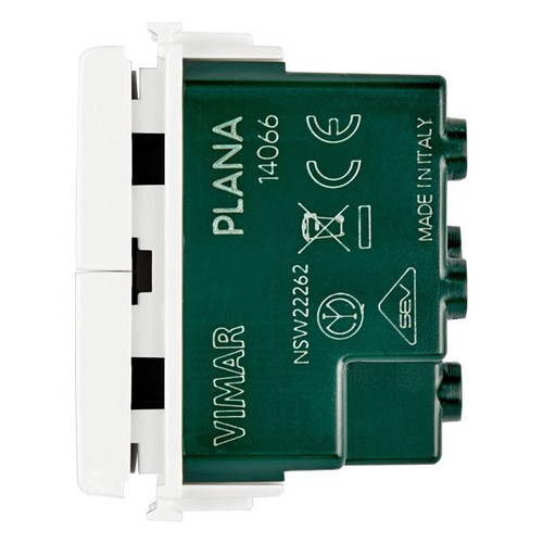 Vimar Plana Two Independent 1P NO+NO Push Buttons, 10A, 250V, IP40, Flush Mount