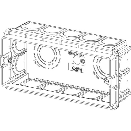 Vimar 5-Module Flush Mounting Box, For Masonry Walls, 20/25 mm Tube, 16 Inlets, Halogen-Free Plastic - Apollo Lighting