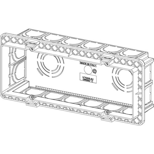Vimar 6-7 Module Flush Mounting Box, For Masonry Walls, 9 Knockouts for 20/25 mm Tubes, Halogen-Free Plastic, IP00