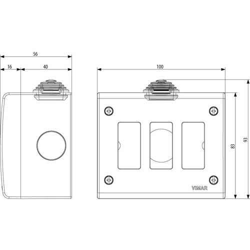 Vimar 3-Module IP40 Surface Enclosure, For 8000 Standard Modules