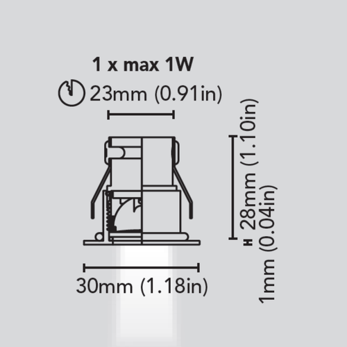 BCM - Mini Roe 30 Downlight - 3000K, IP65