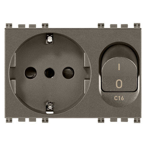 Vimar ARKÉ 2P+E P30 SICURY Outlet with C16 Circuit Breaker, 16A, 230V, 3000 A, Flush Mount, IP20 - Apollo Lighting