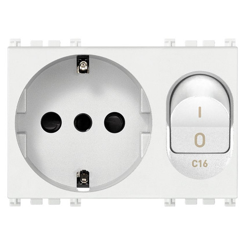 Vimar ARKÉ 2P+E P30 SICURY Outlet with C16 Circuit Breaker, 16A, 230V, 3000 A, Flush Mount, IP20
