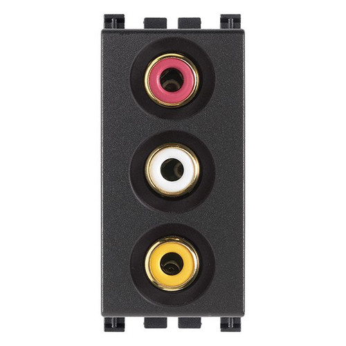 Vimar ARKÉ 3 RCA Connector Socket, 1 Module, IP20, Flush-Mounted, Screw Terminals