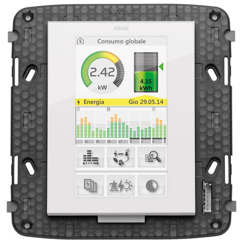 Vimar By-me Plus 4.3 in Full Flat Touch Screen, 12-29V DC, 8-Module Mounting Frame, 1 Temperature Sensor Input