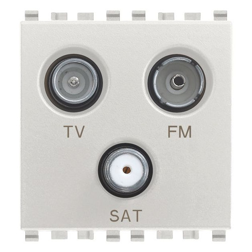 Vimar EIKON TV-FM-SAT Coaxial Socket Outlet, Single Connection, 3 Outputs, 5-2400 MHz, 1 dB, 2 Modules