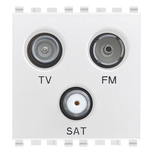 Vimar EIKON TV-FM-SAT Coaxial Socket Outlet, Single Connection, 3 Outputs, 5-2400 MHz, 1 dB, 2 Modules