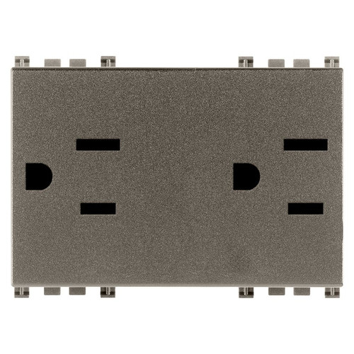 Vimar ARKÉ Double 2P+E USA Socket Outlet, 15A, 127V, IP20, Flush-Mounted, 3 Modules