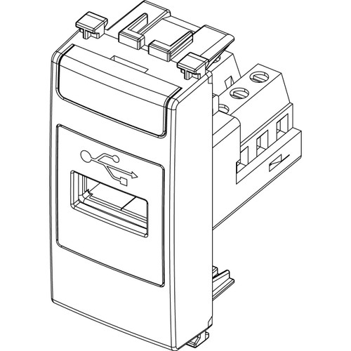 Vimar ARKÉ USB Outlet, 1 Module, IP20, Flush Mount, Screw Terminals