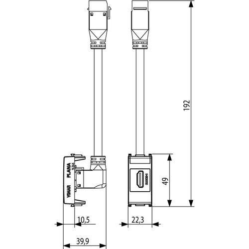 Vimar Plana HDMI 2.1b Socket Outlet, Keystone Fixing, IP20
