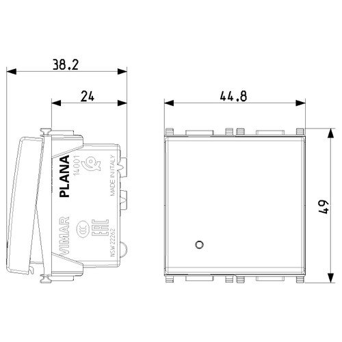 Vimar Plana 1P 16AX 1-Way Switch, 250V, IP40, Flush Mount